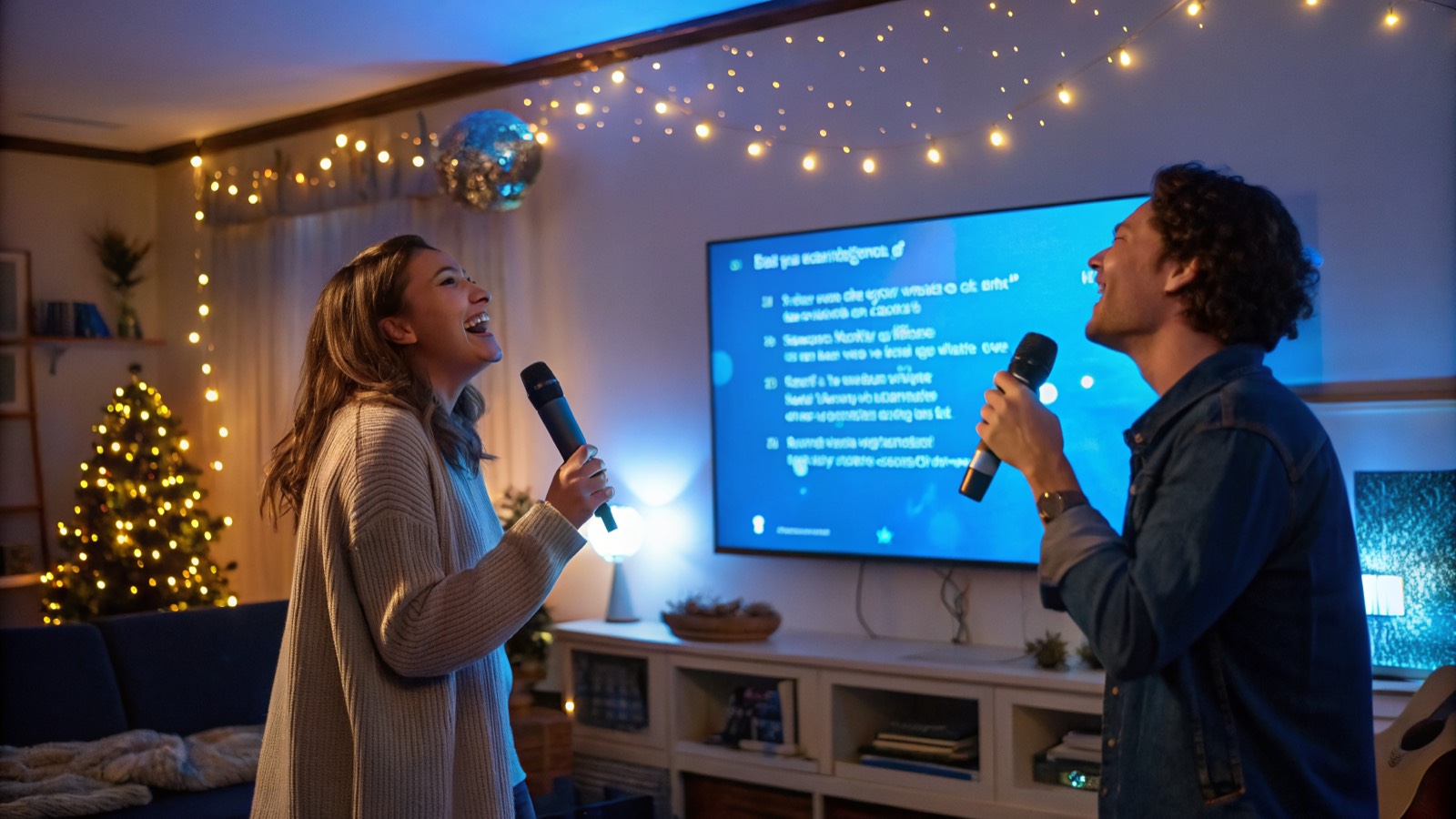 Soirée karaoké avec micros sans fil et paroles sur écran géant